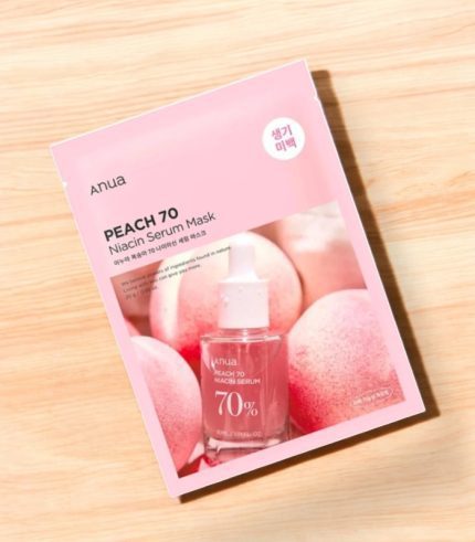Anua - Peach 70% Niacin Serum Mask - Rozjasňující pleťová maska se 70% výtažkem z broskví - 1ks/25ml